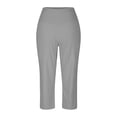 thumbnail image 5 of Womens Capris Pants Summer Casual Loose Drawstring Elastic High Waist Trousers wide Leg 2026 Lounge Beach Cropped Slacks Light Gray XL, 5 of 5