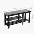 thumbnail image 3 of Hassch 35.4 Inch Bamboo Shoe Rack Bench with Boots Storage, 3-Tier Slatted Entryway Organizer, Space-Saving Stool in Natural Finish, 3 of 8