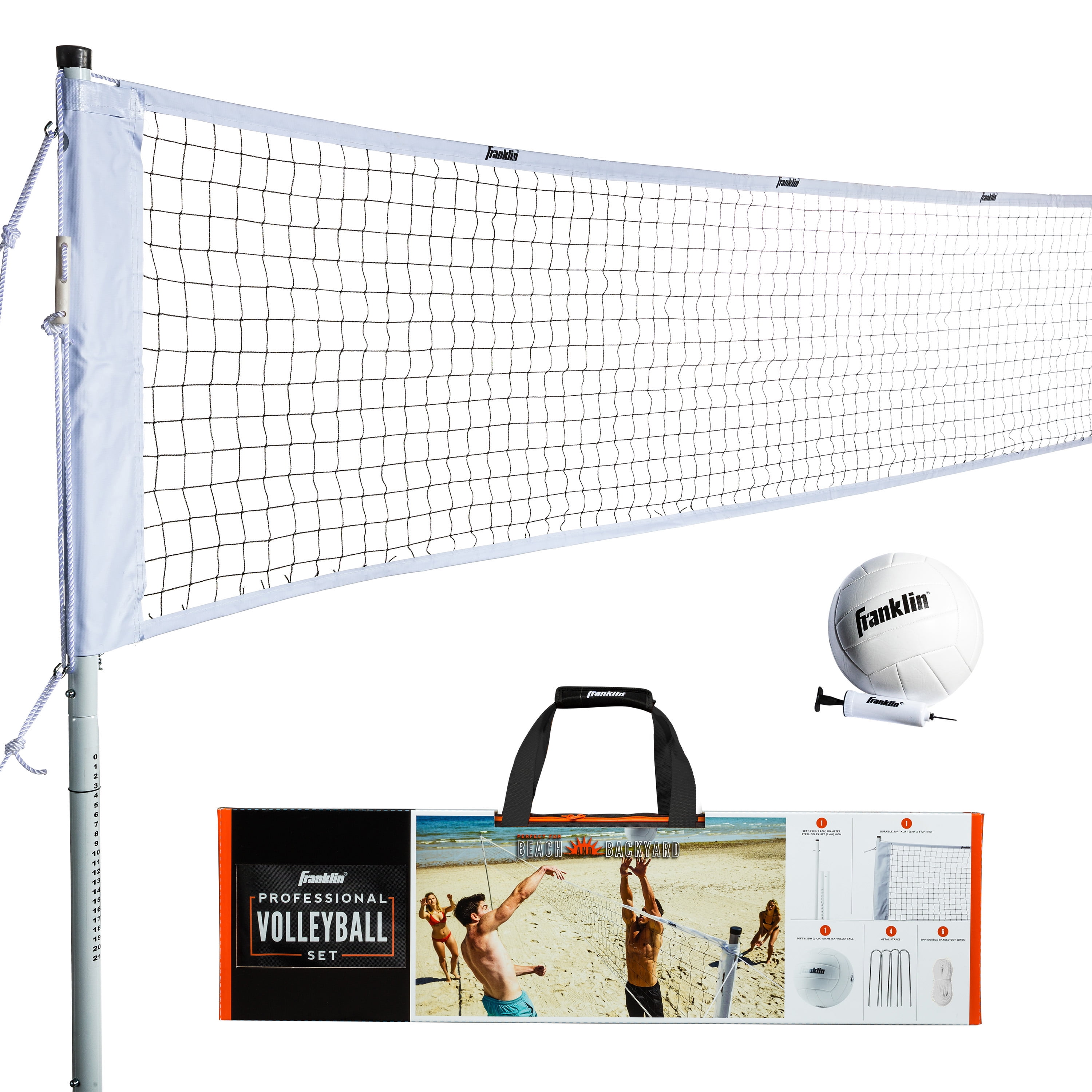 includes repair patch !!  BRAND NEW! blue & white 96" x 25" volleyball set 
