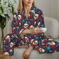 thumbnail image 6 of Gukieu Skull red flower blue Print Women's Long Sleeve Pajama Set, Button Top Elastic Pocket Pajama Pants Two Piece Set Home Wear-X-Large, 6 of 7