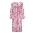 thumbnail image 3 of Yuyamidu Pink Ribbon Long Bathrobe for Women Breast Cancer Awareness Zipper Front Robe Sleepwear Comfy Zippered Robes Size M Pink Housecoat Ladies Long Sleeve Loungewear Dress, 3 of 7
