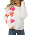 thumbnail image 2 of AGWOLF Crewneck Sweater for Women Casual Heart Print Knit Jumper Oversized Long Sleeve Pullover Valentine Sweaters, 2 of 9