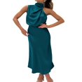 thumbnail image 2 of PENGXIANG Robe Maxi en Satin pour Femmes Élégante Sans Manches Col Montant Soirée Mariage Robe Longue Formelle, 2 of 7