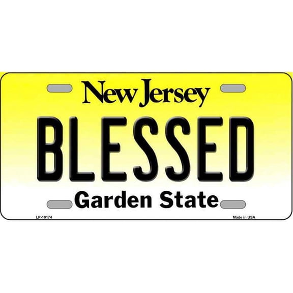 Blessed New Jersey Background Novelty Metal License Plate LP-10174