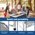 thumbnail image 5 of Acpouw 4 ft Folding Camping Table with Storage, Camping Kitchen Station, Aluminum Portable Folding Table Camp Cook Desk with Storage Organizer and 2 Adjustable feet, White, 5 of 8