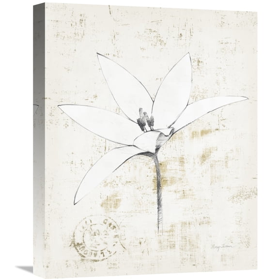 Global Gallery Avery Tillmon 'Pencil Floral XII Gold' Canvas Wall Art