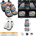 thumbnail image 4 of Yuyamidu Dolphin Car Seat Cover Sunset Automobile Floor Mats Steering Wheel Cover Seatbelt Pads Auto Handbrake Cover Set Coasters 15pcs Car Accessories Set, 4 of 6