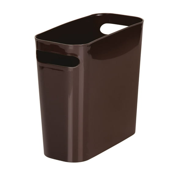 mDesign Plastic Small 1.5 Gal./5.7 Liter Trash Can, Built-In Handles, Dark Brown