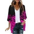 thumbnail image 2 of UPPADA Women's 3/4 Sleeve Kimono Cardigan Floral Print Open Back Flowy Chiffon Shirts Loose Dressy Cover up Casual Blouse Tops Pink,XXL, 2 of 5