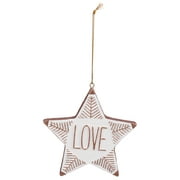 Holiday Time Resin Star Sign Ornament, 4.25 inches, White/Brown