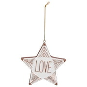 Holiday Time Resin Star Sign Ornament, 4.25 inches, White/Brown