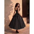 thumbnail image 2 of Vestido Largo Elegante Con Lunares Blancos Sobre Fondo Negro, Cuello, 2 of 20