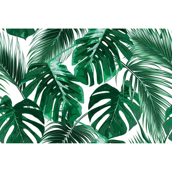 MuralsPrint Hawaiian Green Leaves Peel and Stick Wallpaper - 24'' W x 10' L