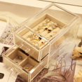 thumbnail image 4 of Acrylic Jewelry Box 3 Layers Clear Velvet Jewelry Organizer Case Cosmetic Organizer Vanity Storage Display Box, 4 of 4