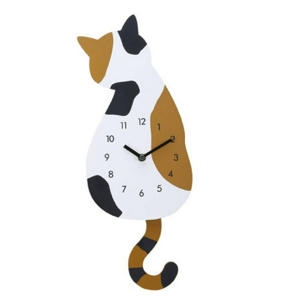 Creative Cartoon Cute Cat Wall Clock Home Decor Watch Way Tail Move