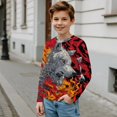 thumbnail image 4 of FUIALDOLG Flame Wolf Lightning Girls Basic Long Sleeve Shirts 15-16 Years 2 Pack Crew Neck Top Kids Layering Tees Casual Soft Pullover T-Shirts, 4 of 6