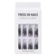thumbnail image 1 of Uñas postizas encantadoras con forma de llama plateada y negra, cortas y usables, con cabeza cuadrada, cobertura total, uñas con acabado desmontable, 1 of 6