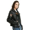 thumbnail image 3 of Giolshon Womens Faux Leather Casual Short Jacket Fashion Moto Bike Floral Coat for Spring and Fall, 3 of 7
