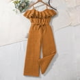 thumbnail image 2 of Lenpel Girls' Jumpsuits Cotton Ruffle Sleeveless Spaghetti Strap Belted Wide Leg Rompers Children Summer Outfits 8-13 Y, 2 of 3