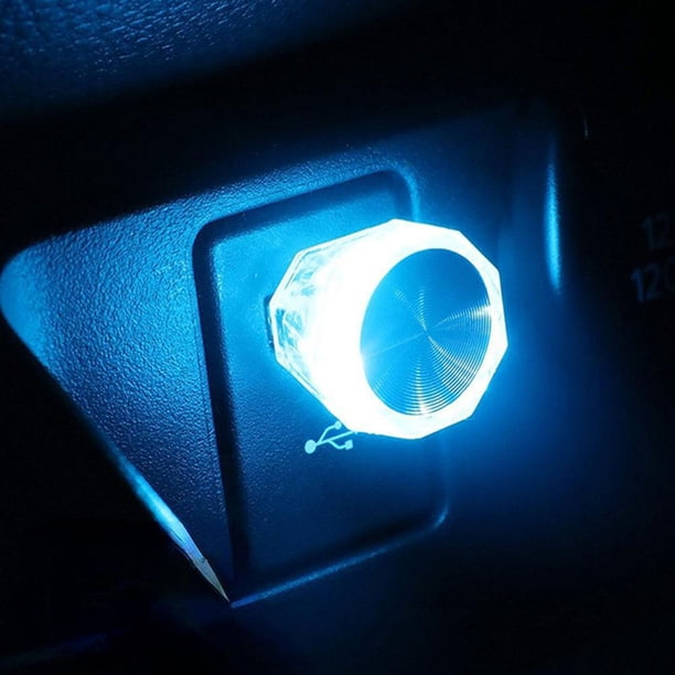 EZLIFE Mini luces LED USB para interior de coche, luces de ambiente de neón, luces azules y blancas; I6U9
