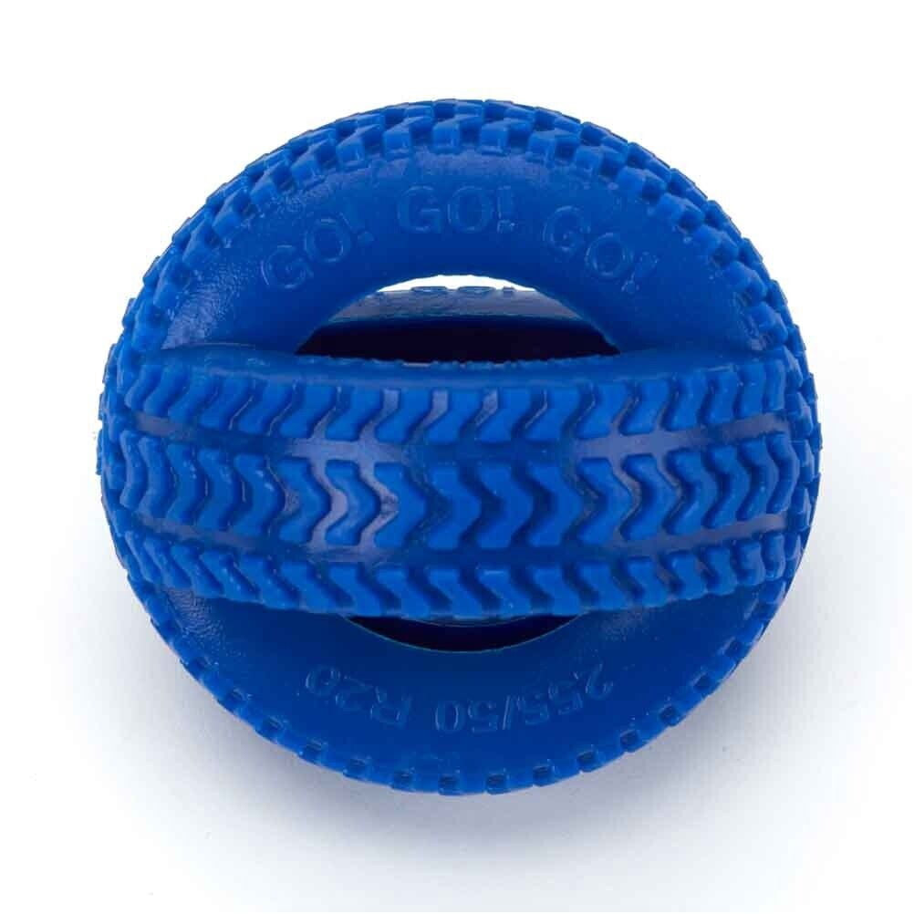 Double Tire Heavy Duty Durable Rubber Tough Chewer Dog Dental Health Toy 4 Inch (Blue)