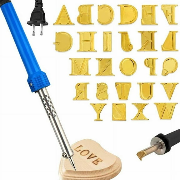 Wood Burner with Letters Stamps, Alphabet, Copper Stamping Set,for Leather Embossing Carving US Plug