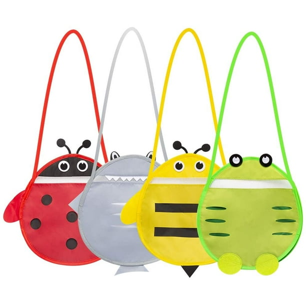 4 PC Beach Toys Shell Bags , Mesh Beach Bag Kids Seashell Mesh Bag for