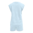 thumbnail image 5 of MuXiKeJi Clothes 2026 Women's Summer 2 Piece Sets Casual Lounge Set Short Sleeve Tops Shirts Shorts Travel Beach Vacation Outfits, 5 of 6