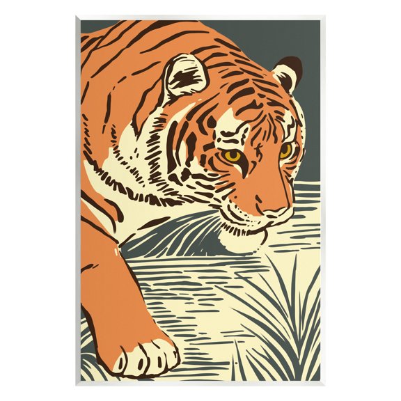 Stupell Industries Contemporary Tiger Jungle Nature Animals & Insects Painting Unframed Art Print Wall Art