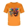 thumbnail image 4 of LMOIPLI Mardi Gras Shirt for Men Festival Mask Print Tops Casual Daily Wear Short Sleeve Crewneck Summer Tee Plus Size Orange M, 4 of 5