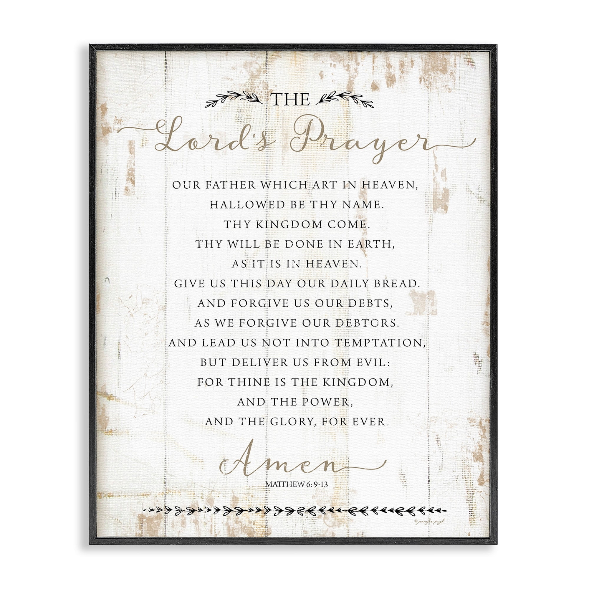 The Stupell Home Decor The Lords Prayer Our Father Rustic Distressed White Wood Look