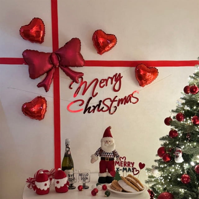 Christmas Decoration Set with Gift Boxes Balloons Backdrops for Shop Window Decor
