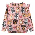 thumbnail image 6 of Yuyamidu Puppy Sweatshirt for Toddler Girls 3T 4T Pink Crewneck Ruffle Shoulder Long Sleeve Top Cute Animal Graphic Sweatshirt Y2K Casual Outfits Soft Lightweight Outdoor Play Clothes, 6 of 8