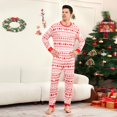 thumbnail image 6 of Yuaguia Family Matching Christmas Pajamas, Nordic Reindeer Snowflake Fair Isle Print Long Sleeve Top and Red White Holiday Pattern Lounge Pants Sleepwear Set, Men 2XL, 6 of 6
