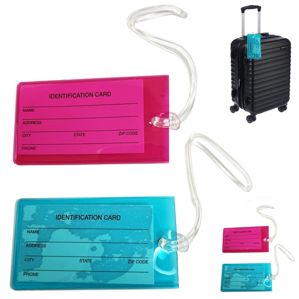 Lot 4 Jelly Luggage Tags Label Strap Name Address ID Suitcase Bag