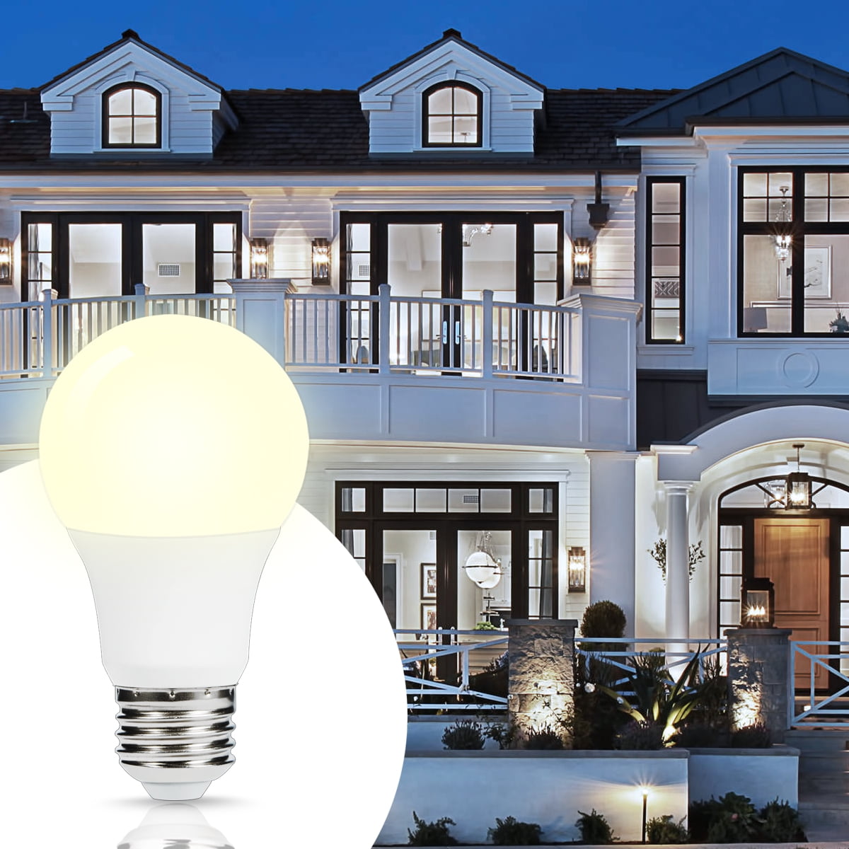 Smart Dusk to Dawn LED Light Bulb, A19 6 Watts 40W Equivalent Daylight 5000K 500LM E26 Sensor Porch Light Bulbs for Garage, Hallway 4 Pack