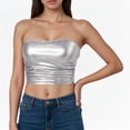 thumbnail image 2 of Tisuna Carnival Tube Top For Ladies Sequin Solid Color Sleeveless Slim Fit Shirt Elegant Soft Women Festival Parties Dance Outfits White, 2 of 4