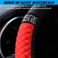 thumbnail image 2 of Soft Leather Car Steering Wheel Cover, Universal 15 Inch Colorful Rhinestones Anti-Slip Elastic Steering Wheel Covers for Most Cars, Sparkly Crystal Diamond for Women Girls (Red), 2 of 9