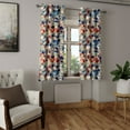 thumbnail image 2 of Ambesonne Retro Grommet Curtain, Rounds Ombre Art Style Motifs, 50"x120", Tan Dark Blue and Vermilion, 2 of 5
