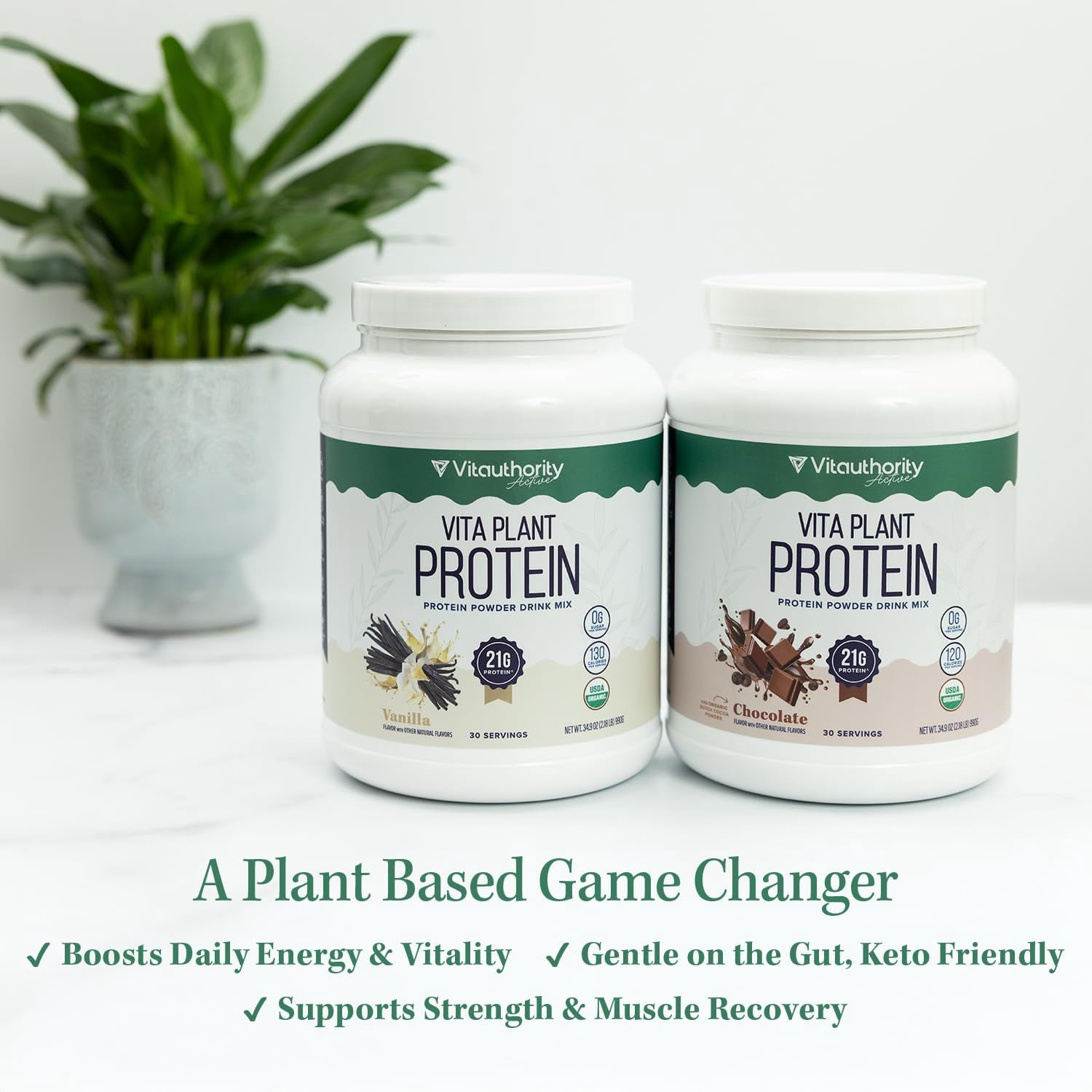 Vitauthority Vita Plant Organic Plant Based Protein Powder for Women, Vanilla, 30 Servings