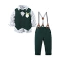 thumbnail image 2 of CARETOO Toddler Boy Clothes Suit Wedding Outfits Dress Shirt Pants Vest Corsage Bowtie 5Pcs Set, 2 of 8