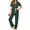 Green, variant on Fall 2 Piece Pajamas for Women Short Sleeve Top and Long Pant Casual Button up Sleepwear Ladies Matching Set