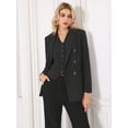 thumbnail image 2 of DARING DIVA Women's Double Breasted Blazer Pinstripe Striped Suit S Black, 2 of 6