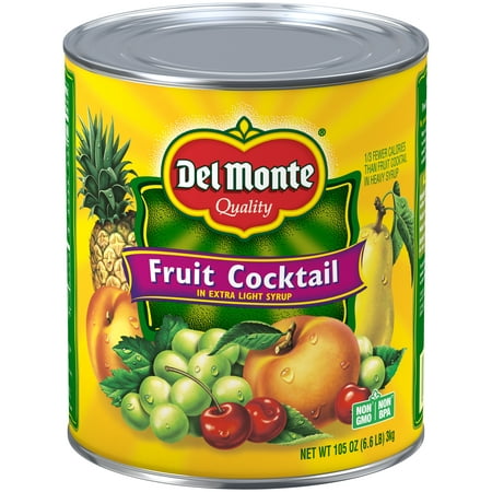 Del Monte Fruit Cocktail, Extra Light Syrup, Canned Fruit, 105 oz Can