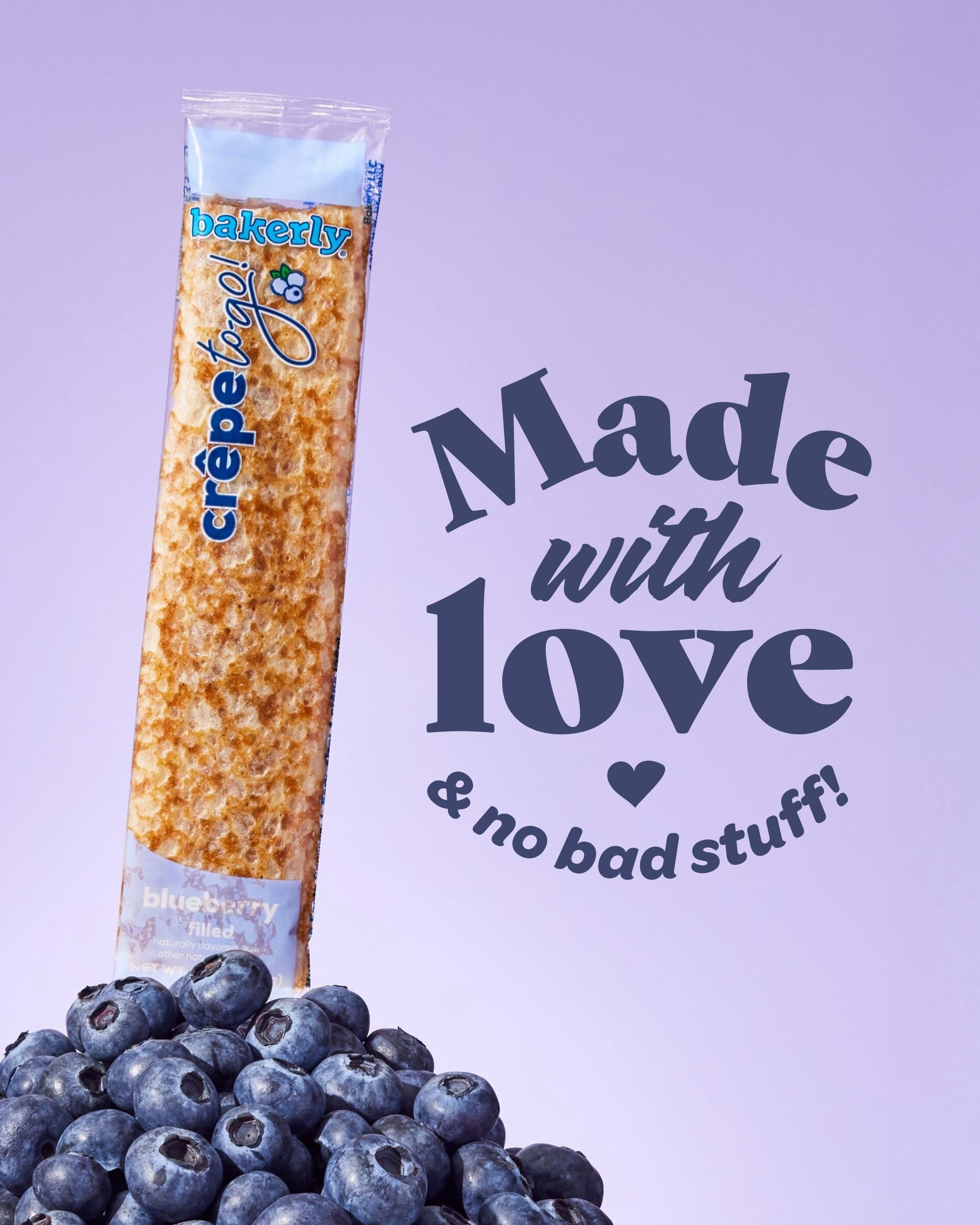 Bakerly Blueberry Filled Crepes To Go Snack, 24 Count (4 Packs)