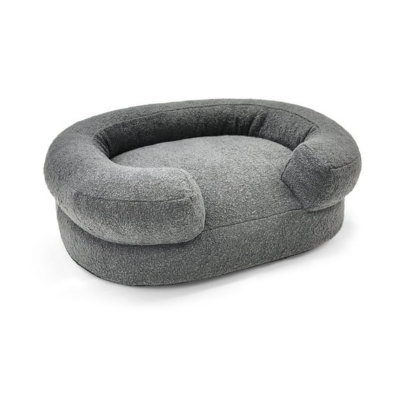 Beautiful Bolster Small Pet Bed, 21 x 27 x 7in, Charcoal by Drew Barrymore