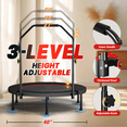 thumbnail image 2 of CZBZ 40" Rebounder Trampoline for Adults, Foldable Fitness Mini Trampoline with 3-Level Adjustable Foam Handle, Small Exercise Trampoline for Indoor/ Outdoor with 30 Silent Bungees, 2 of 10