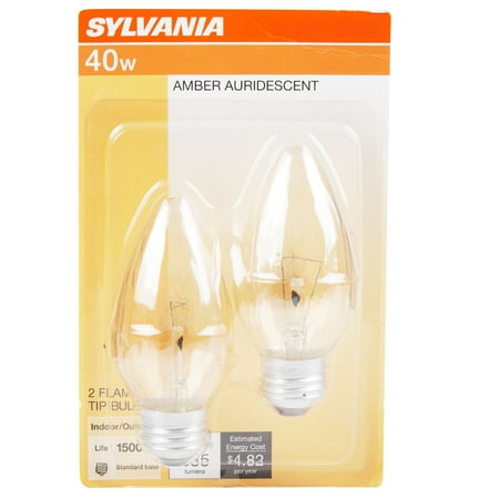 

SYLVANIA Incandescent F15 Light Bulb 40 Watt Amber color 2 Pack