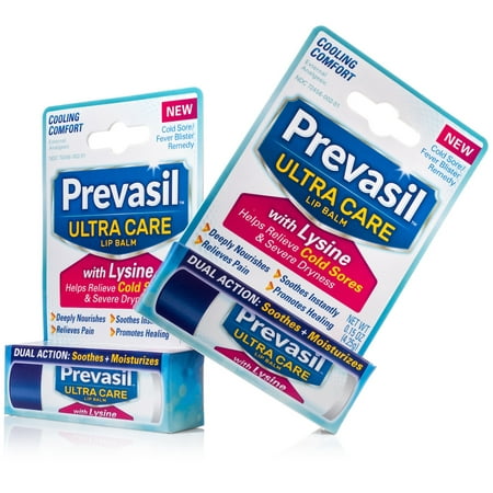 Prevasil Ultra Care Lip Balm with Lysine - Cold Sore & Fever Blister Dual Action Treatment - 0.15 oz (Pack of