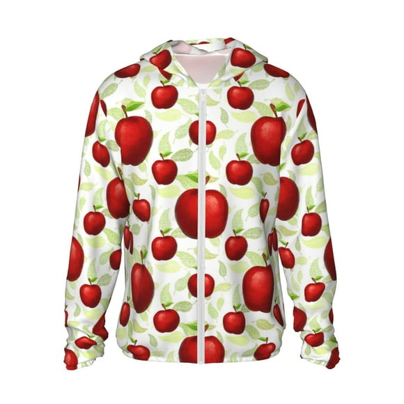 Vsdgher Fruit Apples Print Adult Hoodie Shirts Rash Guard for Men Women,Long Sleeve Sun Protection Fishing Shirts for Athletic Running Swim-Large